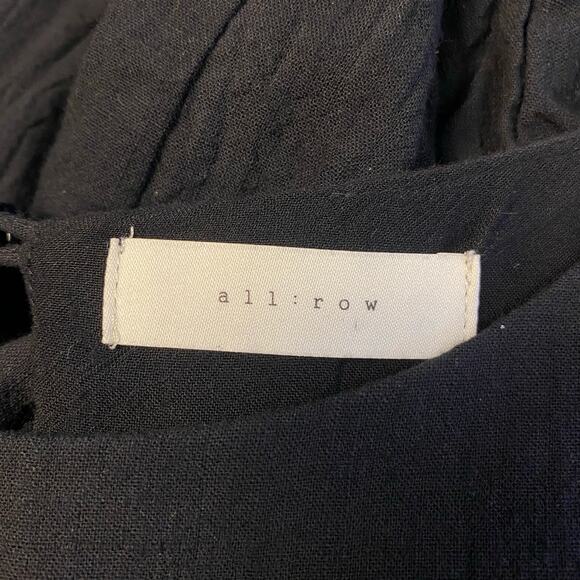 All Row Black Ruffle Hem Shift Dress Women’s Size M Cotton Linen Minimalist - Picture 2 of 7